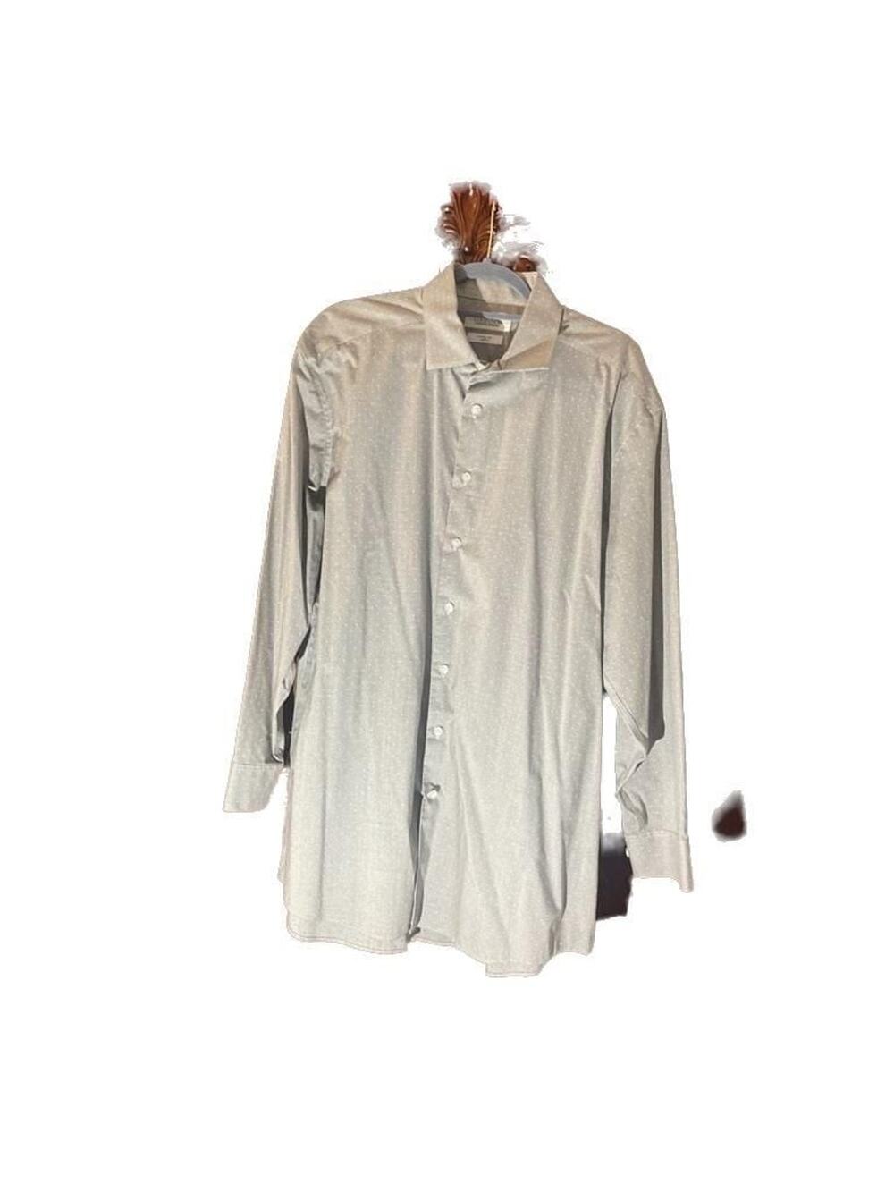 Collection by Michael Strahan Men's Gray Micro-Check Wrinkle Free Stretch Dress